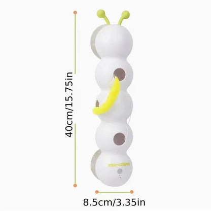 Smart Interactive Caterpillar Cat Toy for Indoor Cats in a bright green color with segmented body and tiny moving legs.