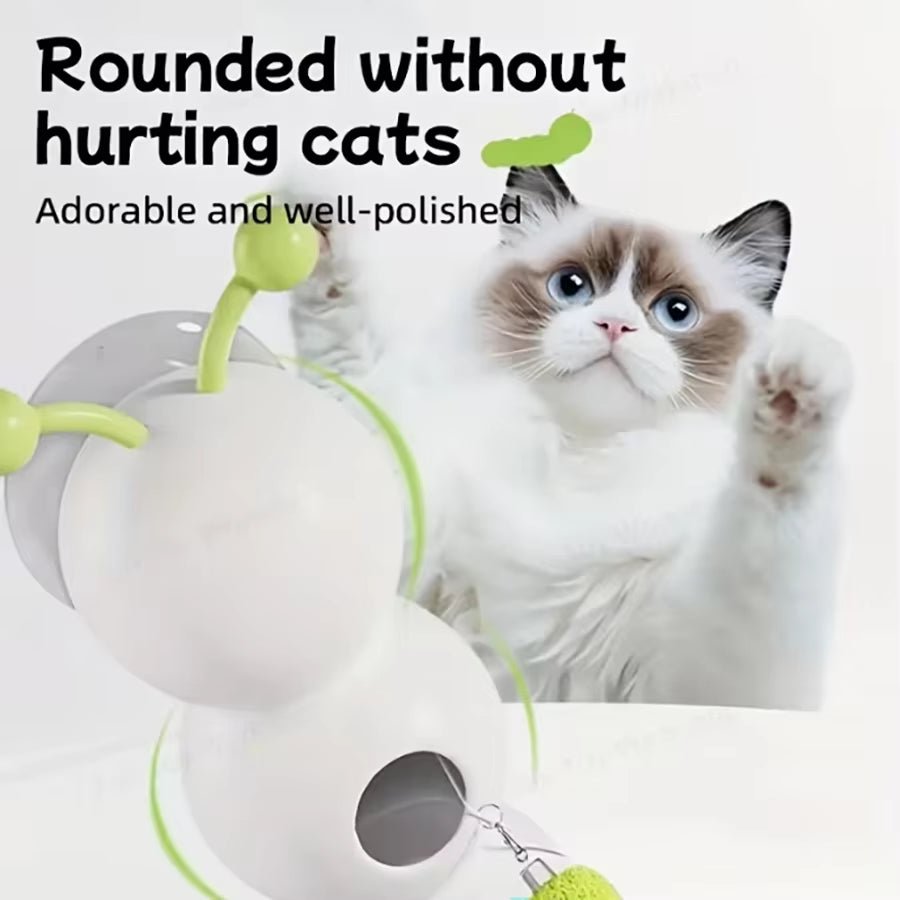 Smart Interactive Caterpillar Cat Toy for Indoor Cats in a bright green color with segmented body and tiny moving legs.