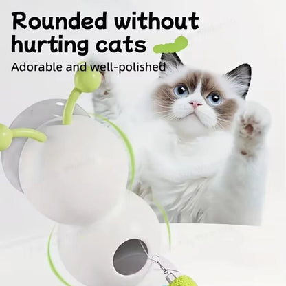 Smart Interactive Caterpillar Cat Toy for Indoor Cats in a bright green color with segmented body and tiny moving legs.